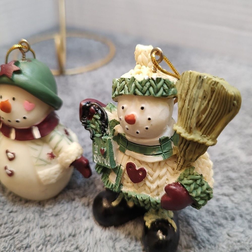 Old World Style set of 4 ceramic Christmas Ornaments santa snowmen angel - Picture 10 of 10
